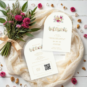 Exquisite Gold Rings Floral Wedding TLW26 Invitation
