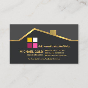 Exquisite Gold Roof Border Handyman Contractor Business Card