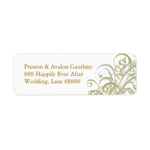 Exquisite Gold Scroll White Address Label
