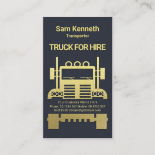 Exquisite Gold Semi Truck Logistics Trucker Business Card