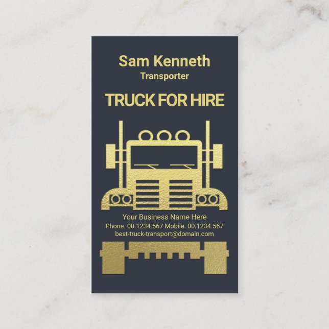 Exquisite Gold Semi Truck Logistics Trucker Business Card (Front)