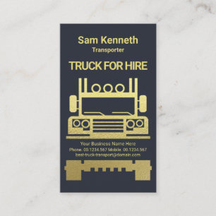 Exquisite Gold Semi Truck Logistics Trucking Business Card