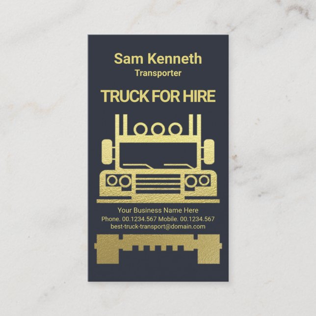 Exquisite Gold Semi Truck Logistics Trucking Business Card (Front)