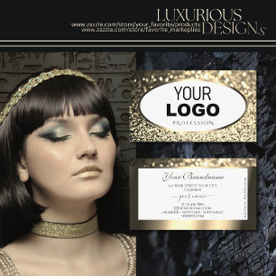 Exquisite Gold Sparkling Glitter White add Logo Business Card