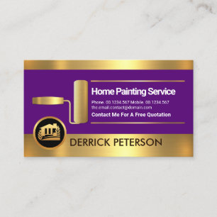 Exquisite Gold Stripes Roller Paint Brush Painting Business Card
