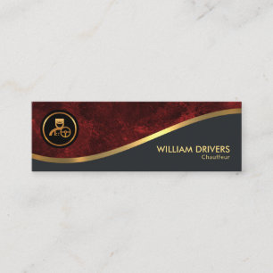 Exquisite Gold Wave Red Grunge Chauffeur Mini Business Card