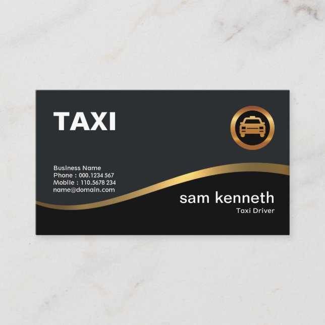 Exquisite Gold Wave Taxi Driver Business Card (Front)
