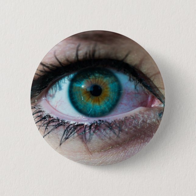 Exquisite green eye closeup surreal photo gift 6 cm round badge (Front)