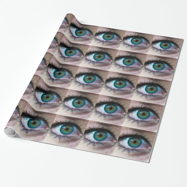 Exquisite green eye closeup surreal photo gift wrapping paper (Unrolled)