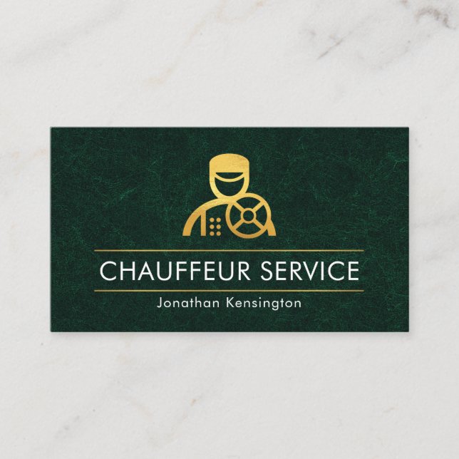 Exquisite Green Marble Texture Chauffeur Business Card (Front)