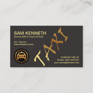 Exquisite Grey Gold Taxi Signage Taxi Driver Business Card