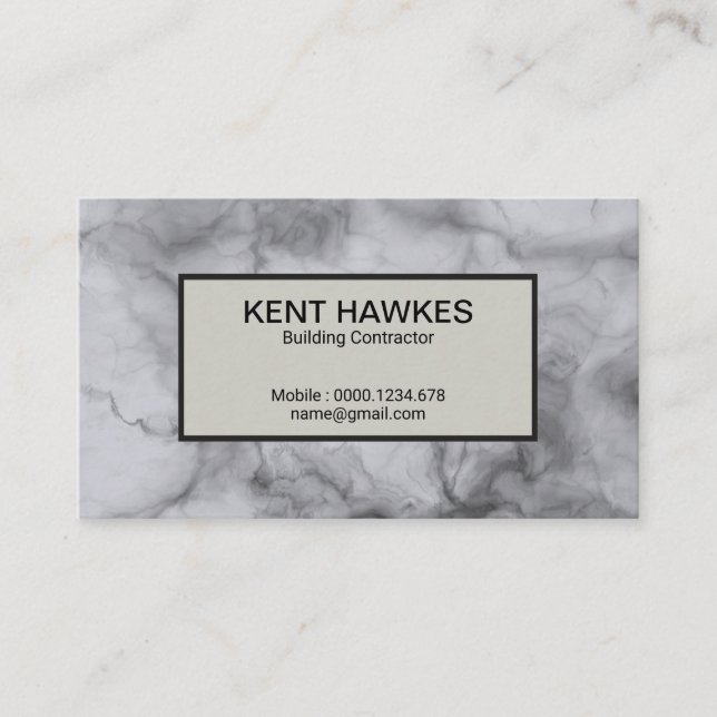 Exquisite Grey Marble Texture Building Contractor Business Card (Front)