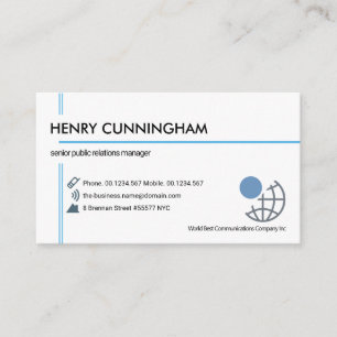 Exquisite Intercepting Blue Lines Founder Owner Business Card