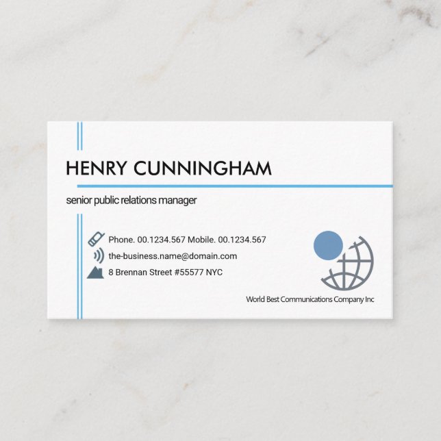 Exquisite Intercepting Blue Lines Founder Owner Business Card (Front)