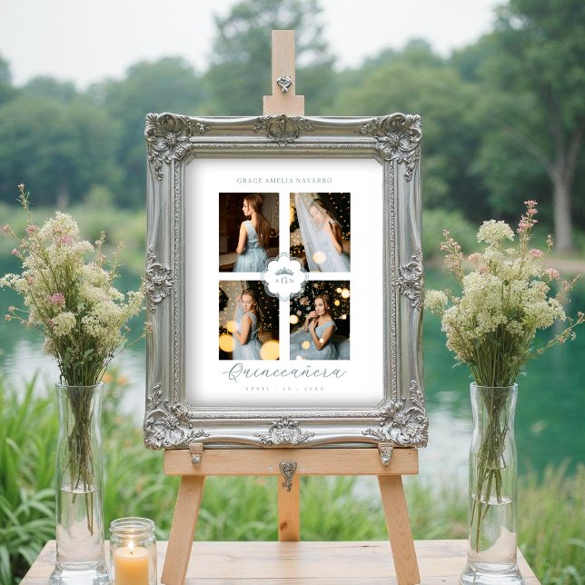 Exquisite Intricate Ornate Floral Princess Tiara Poster (Exquisite Intricate Ornate Floral Princess Tiara Quinceañera Posters in Spanish.)