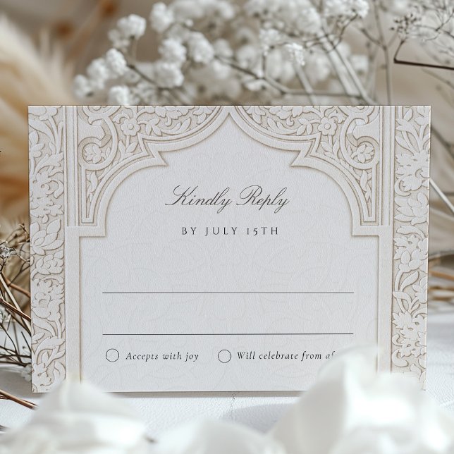 Exquisite Islamic Arch RSVP Card for Wedding (Creator Uploaded)