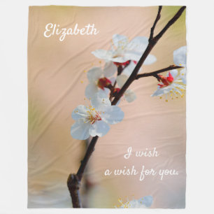 Exquisite Japanese Apricot Flowers Fleece Blanket