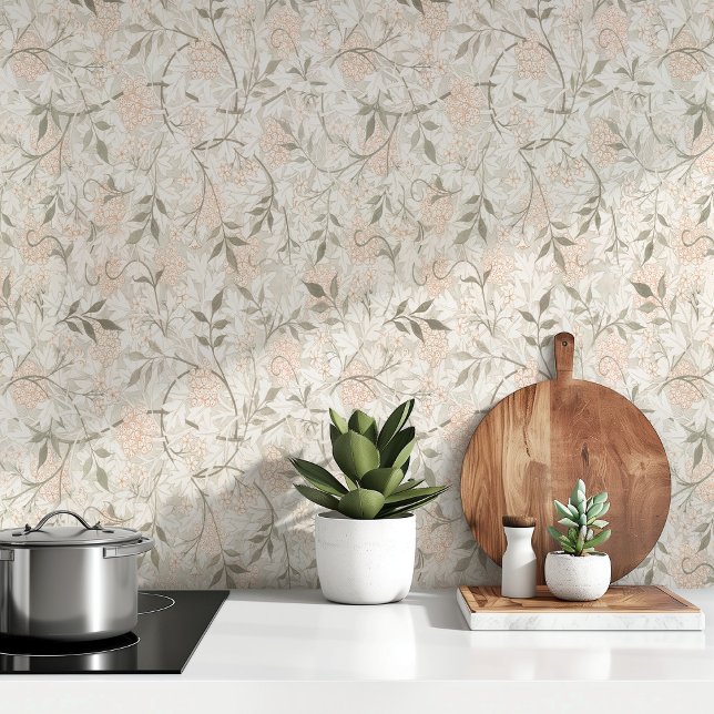 Exquisite Jasmine & Hawthorn Watercolor Morris Wallpaper (Creator Uploaded)