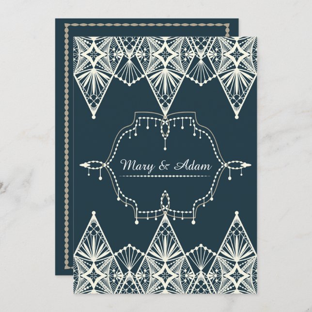 Exquisite Lace Art Deco Style Wedding Invitation (Front/Back)
