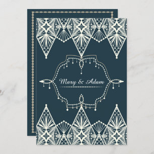 Exquisite Lace Art Deco Style Wedding Invitation