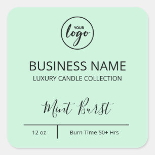 Exquisite Logo Mint Green Candle Labels