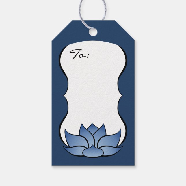 Exquisite Lotus in Blue Gift Tag (Front)