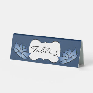 Exquisite Lotus in Blue Table Tent Sign