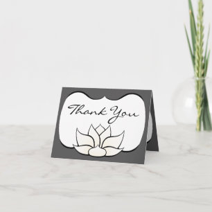 Exquisite Lotus in Pewter and White Thank You Card
