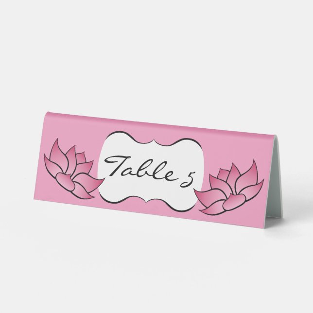 Exquisite Lotus in Pink Table Tent Sign (Front)