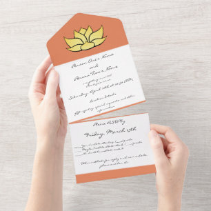 Exquisite Lotus in Sun Kissed All In One Invitation