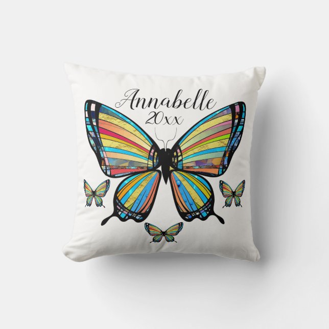 Exquisite Magnificent Rainbow Butterfly Wings Cushion (Front)