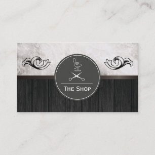 Exquisite Marble Wood Trim   Barber Business Card