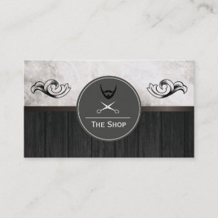 Exquisite Marble Wood Trim Elements Facial Hair Business Card