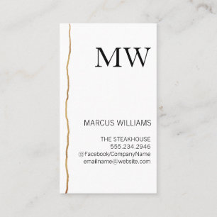 Exquisite Mark / White Sleek / Monogram Business Card