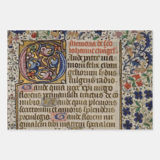 exquisite mediaeval illuminated manuscripts wrappi wrapping paper sheet (Front)