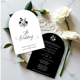 Exquisite Minimalist Black and White Wildflowers  Invitation