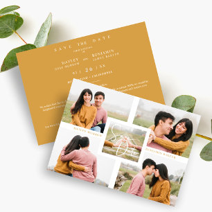 Exquisite Minimalist Custom 5-Photo Wedding  Save The Date
