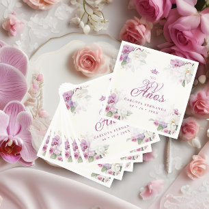 Exquisite Mis XV Años Spanish Floral Orchid Posies Napkin