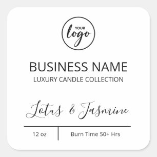 Exquisite Modern Logo White Candle Labels