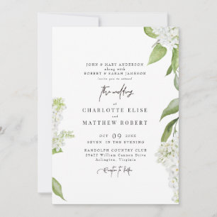 Exquisite Modern White Floral Wedding Invitation