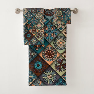 Exquisite Moroccan Mosaic Design for Elegant Bath Towel Set