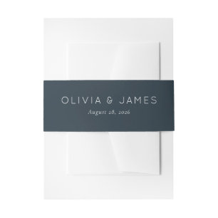 Exquisite Navy Calligraphy Invitation Belly Band