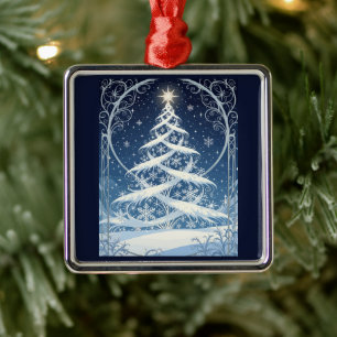 Exquisite Ornate Christmas Yule Tree Metal Tree Decoration