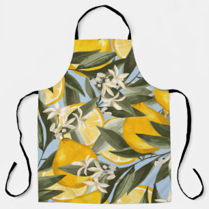 Exquisite pattern with yellow bergamot fruits, cit apron