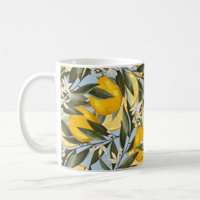 Exquisite pattern with yellow bergamot fruits, cit coffee mug (Left)