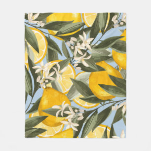 Exquisite pattern with yellow bergamot fruits, cit fleece blanket