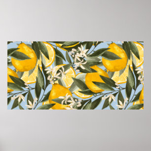 Exquisite pattern with yellow bergamot fruits, cit poster