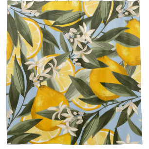 Exquisite pattern with yellow bergamot fruits, cit shower curtain