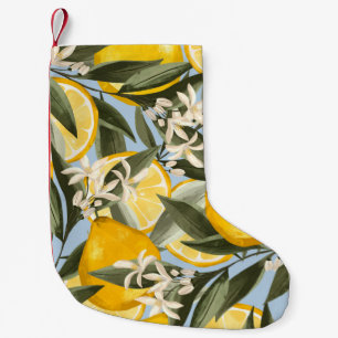 Exquisite pattern with yellow bergamot fruits, cit small christmas stocking