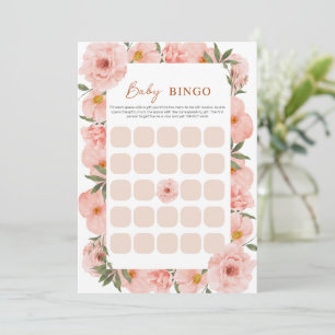 Exquisite Peach Floral Baby Shower BINGO Card